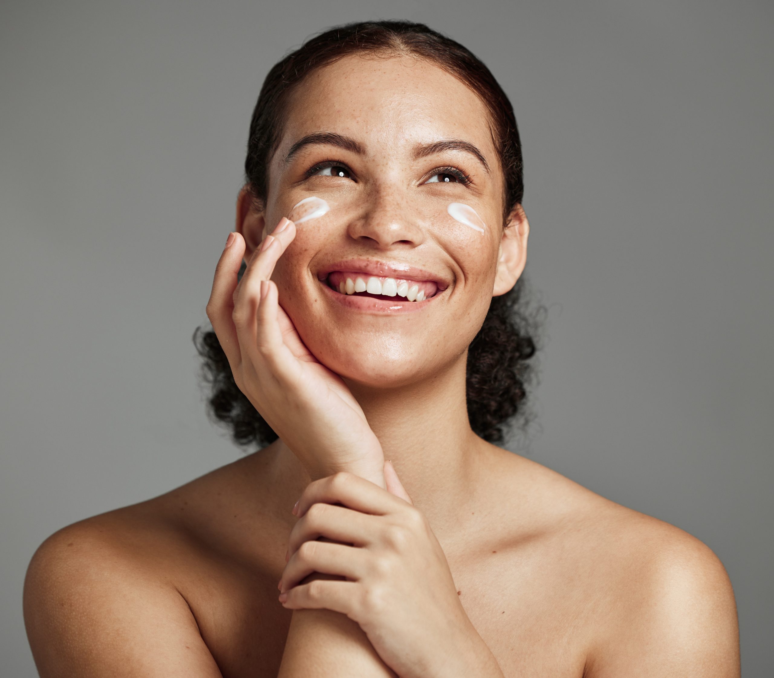 SkincareFaceBeautyAndWomanWithCreamForAcneDermatology